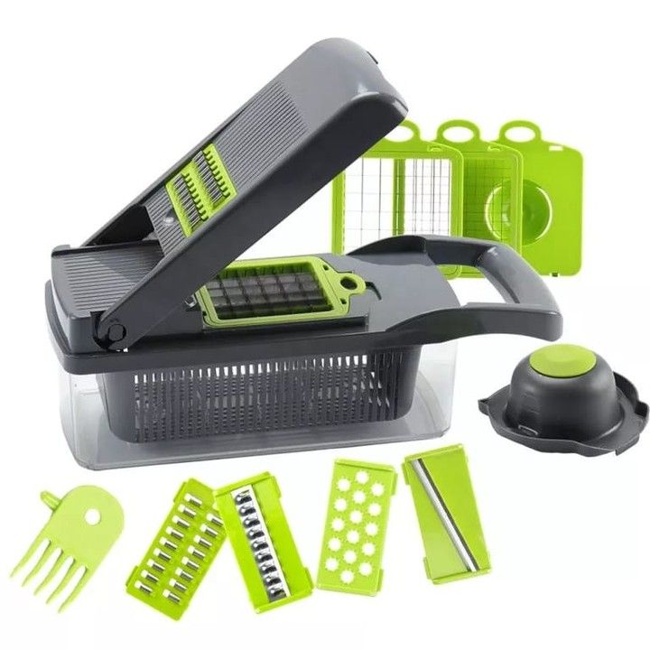 Philorn Coupe Legumes Multifonctions 16 en 1, Mandoline Cuisine avec un Pinceau de Nettoyage, Coupe Legume,