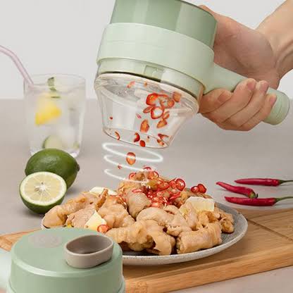 Coupe-Légumes Électrique 4 en 1 – Portable, Rechargeable et Multifonction